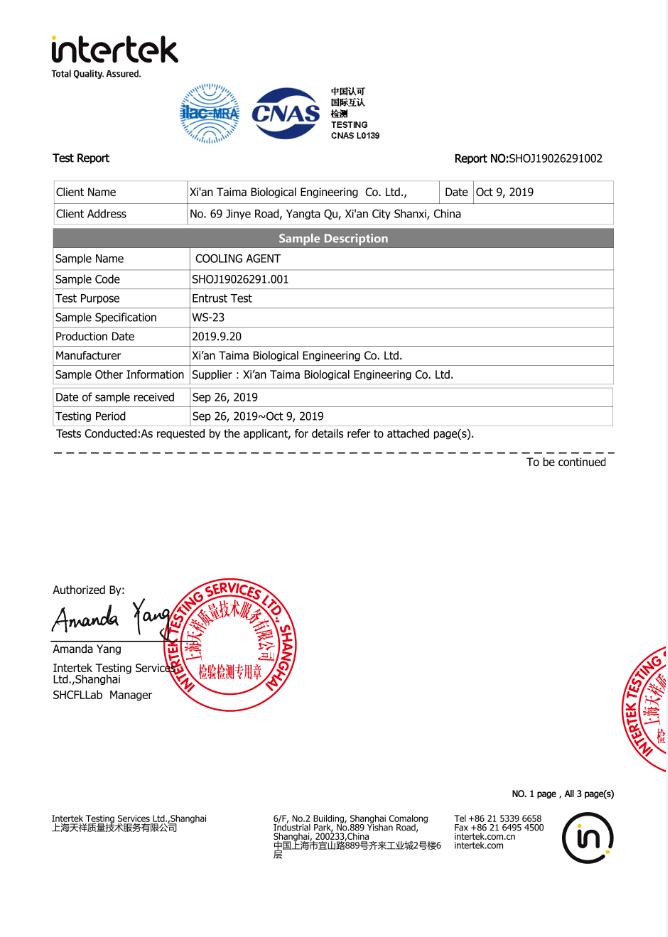 HPLC White Crystal Powder Cooling Agent Supply for Food Additive WS-27/WS-23/WS-3/WS-5/WS-12/WS-10/WS-200 3