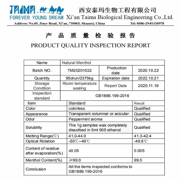 CAS 89-78-1 Menthol Crystals Food Grade Additives 2