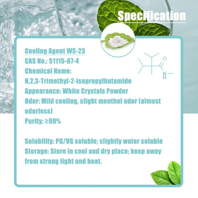 Taima 99% Purity White Crystalline Powder Cooling Agent WS23 CAS NO 51115-67-4 for Vape and Food Additives 1